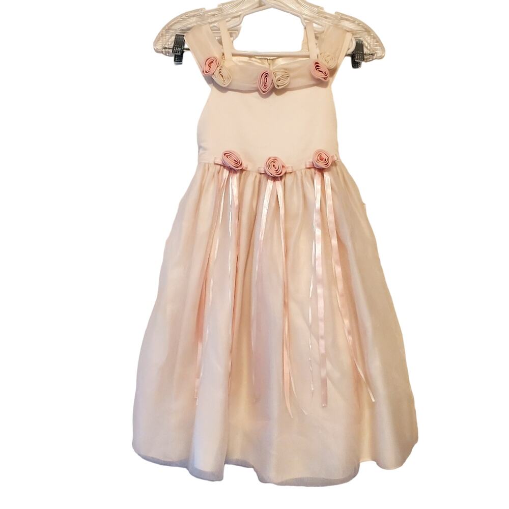 Sz 6x CINDERELLA White Pink Rosette Flower Girl Formal Party Dress